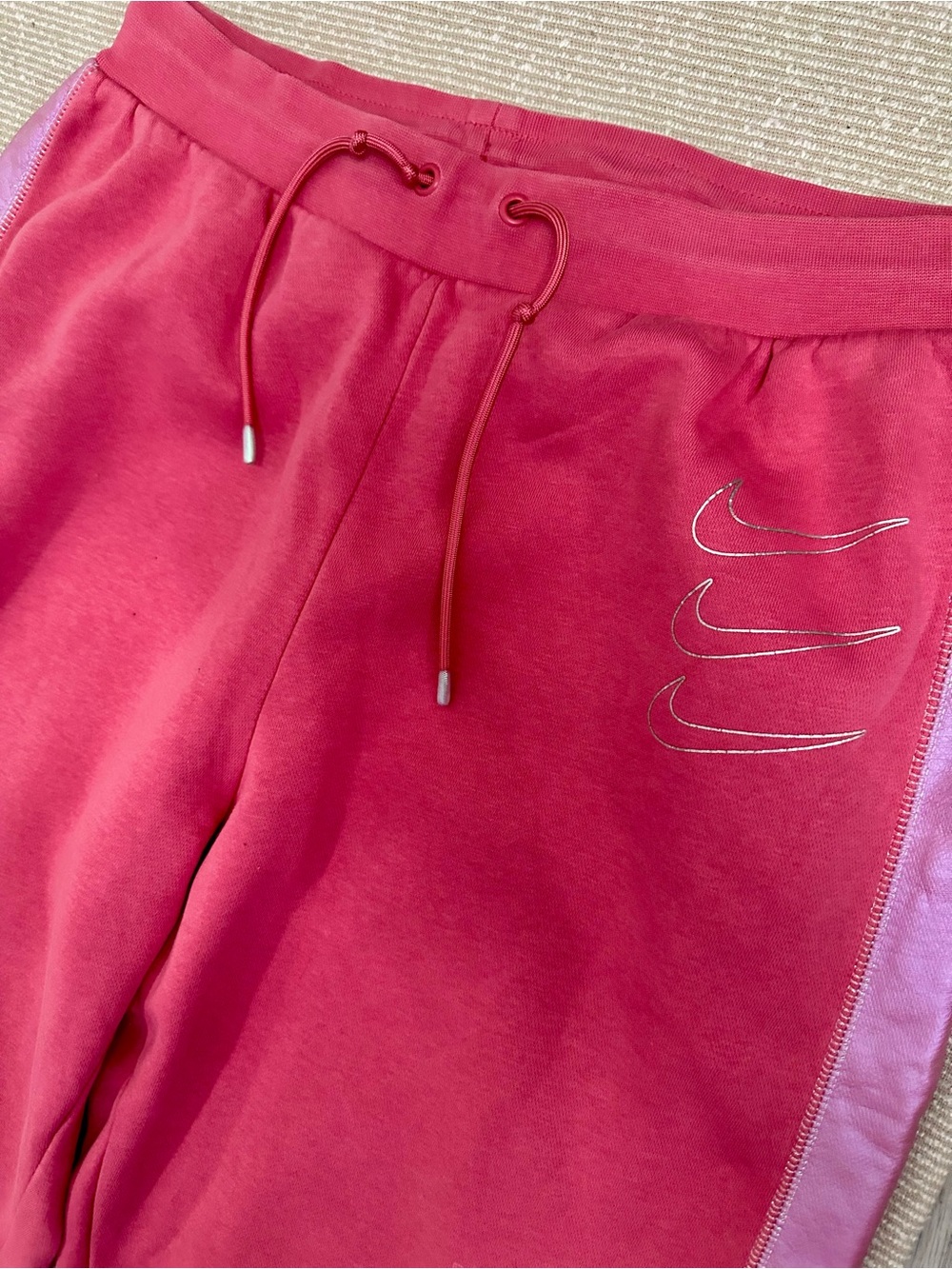 Nike Bright Pink Jogger Sweatpants with Light Pink Side Panels